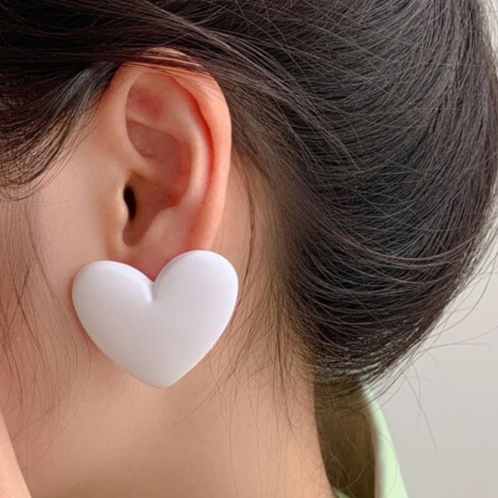 Heart Earrings - Orange - Picture 2 of 7